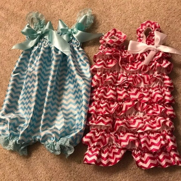 Pink and Blue Baby Rompers - Picture 1 of 4